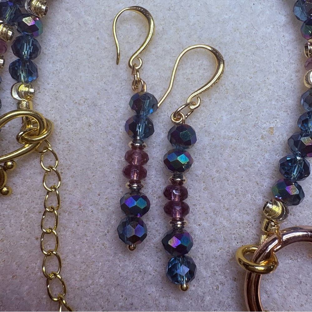 Artisan Handmade Gold Blue Pisces Mermaid Zodiac Coin Reversible Necklace Set - Picture 8 of 13